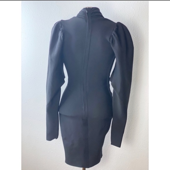 HOUSE OF CB Annika Black Bandage Puff Sleeve Dress - Picture 5 of 9